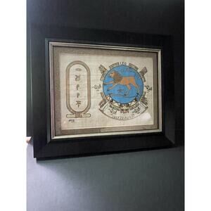 Egyptian Papyrus Wall Hanging Zodiac Framed Hand Painted Leo Handmade Lion